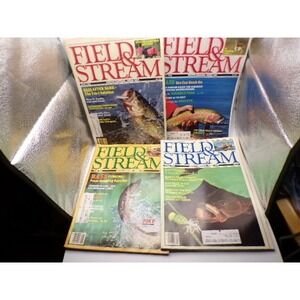 Field & Stream Magazine Lot 4 Vintage Fishing Hunting Outdoor 1986